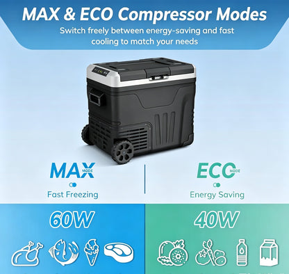 Clearance Portable 12V Car Refrigerator 35L, Dual 12V/24V DC & 110-240V AC Power, -4°F~68°F Adjustable Temp, Wheeled Cooler for RV, Truck, Camping, Boat
