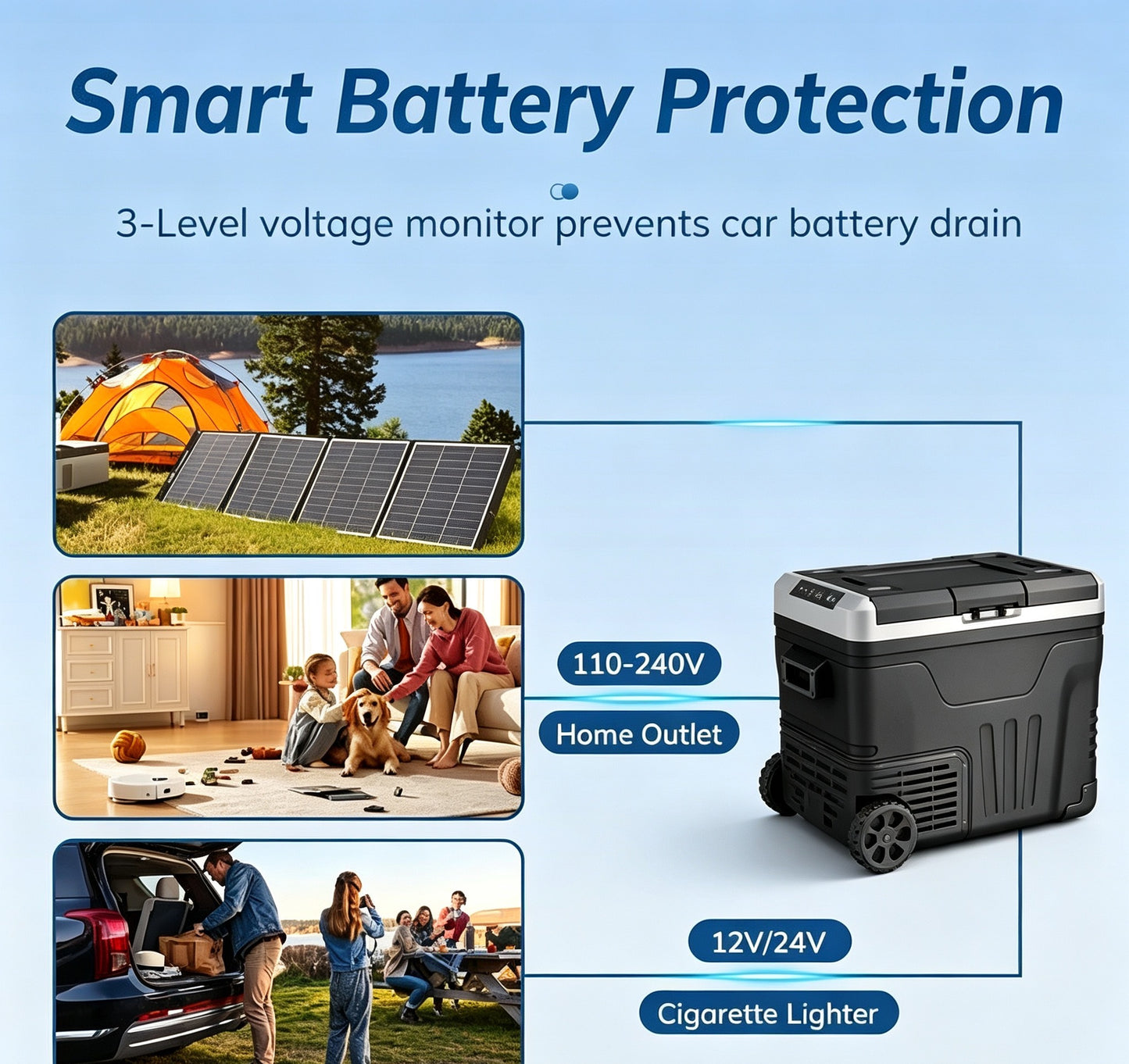 Clearance Portable 12V Car Refrigerator 35L, Dual 12V/24V DC & 110-240V AC Power, -4°F~68°F Adjustable Temp, Wheeled Cooler for RV, Truck, Camping, Boat