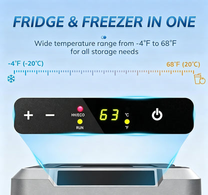Clearance Portable 12V Car Refrigerator 35L, Dual 12V/24V DC & 110-240V AC Power, -4°F~68°F Adjustable Temp, Wheeled Cooler for RV, Truck, Camping, Boat